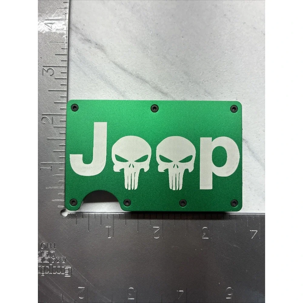 Metal Slim Jeep Punisher Skull Logo RFID Blocking Wallet